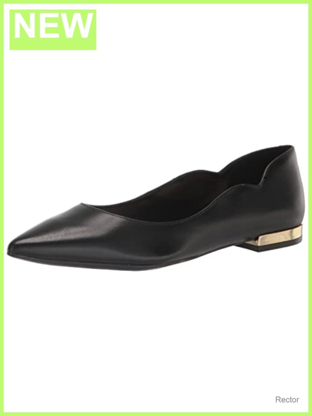 Nine West Lovlady Leather Scalloped Edge Slip-On Pointed Toe Ballet Flats